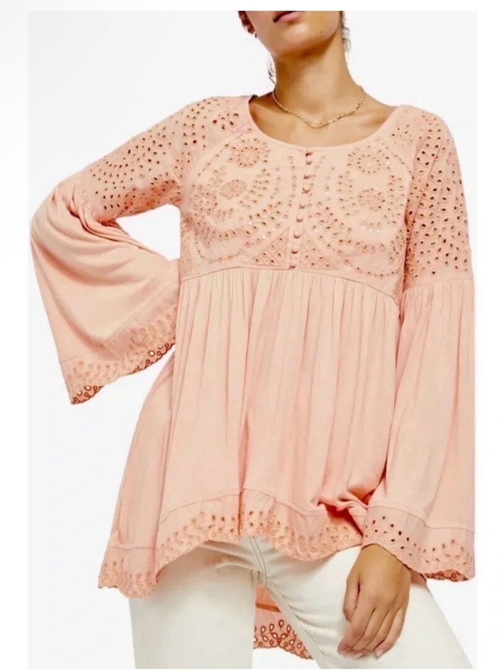 FREE PEOPLE Sea of Love Long Sleeve Blouse - Sun Blush